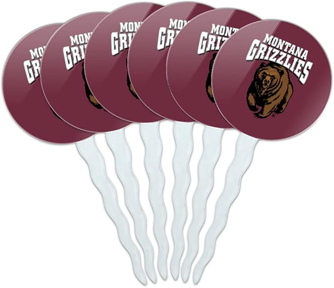 University of Montana Primary Logo Cupcake Picks Toppers Decoration Set of 6