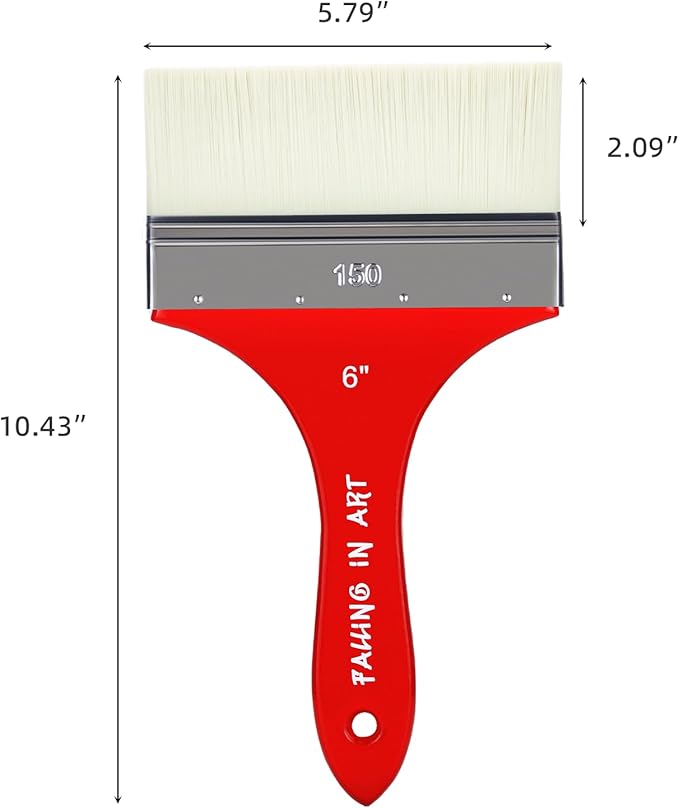Falling in Art Flat Paddle Paint Brush, Large Scale Brush for Oil and Acrylic Paints, 6 Inch