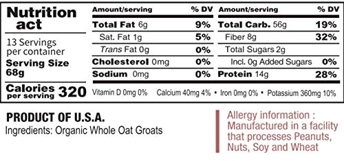 McCabe Organic Whole Oat Groats - Whole Grain 2Lbs | Organic Raw Groats | USDA and CCOF Certified | Product of USA (Pack of 3)