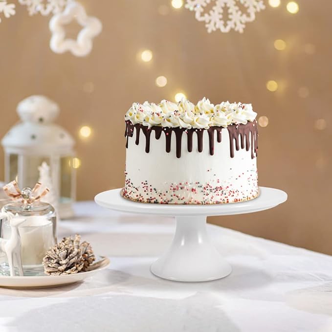 9-Inch Round White Porcelain Cake Stand - Show Off Your Desserts, Celebrate in Style, Perfect for Holiday Gatherings, Weddings & Parties