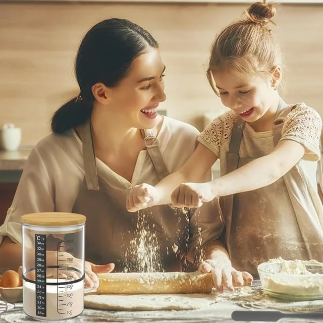 BRIRILINE Pro Sourdough Bread Starter Kit - 34 oz sourdough jar with 5 unique features for the perfect sour dough bread & sourdough starter kit - baking supplies (34oz-3pack)
