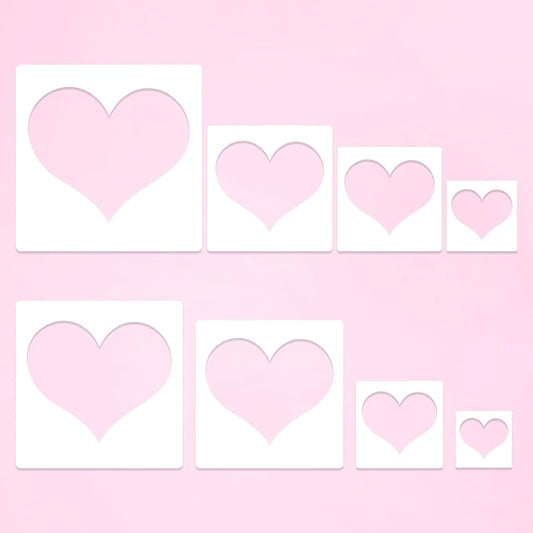 Heart Stencils for Painting 8 PCS Plastic Heart Reuseable Stencils for Painting Spraying Drawing on Wall Wood Flag Paper