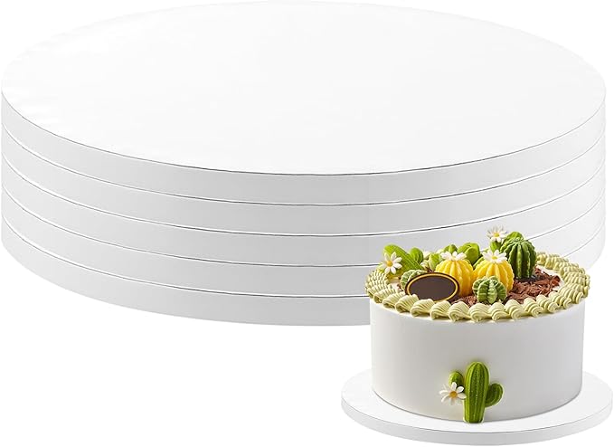 5 Pack Cake Boards 10 Inch Round Cake Drum White 1/2” Thick Cake Drums Corrugated Cardboard Cake Base for Multi-Layer Cakes Sturdy Cake Decorating Supplies