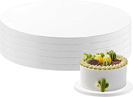 5 Pack Cake Boards 10 Inch Round Cake Drum White 1/2” Thick Cake Drums Corrugated Cardboard Cake Base for Multi-Layer Cakes Sturdy Cake Decorating Supplies