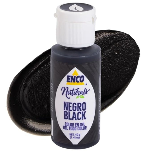 ENCO Natural Food Coloring Gel Black1.41 oz No artifitial dyes - Vibrant colors for Icing, Buttercream, Fondant (Black, 1.41 Ounce (Pack of 1))