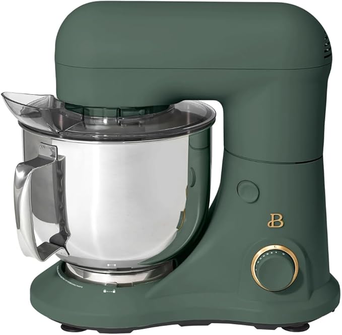 Beautiful 5.3QT 300W Stand Mixer with 12 Speeds, Tilt-Head, Splash Guard & Dishwasher-Safe Accessories, Soft Matte Finish – Mixes Up to 9 Dozen Cookies, Includes Dough Hook & Whisk (Thyme Green)