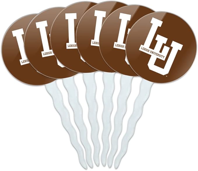 Lehigh University Primary Logo Cupcake Picks Toppers Decoration Set of 6