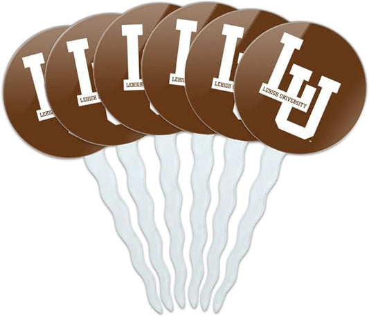 Lehigh University Primary Logo Cupcake Picks Toppers Decoration Set of 6