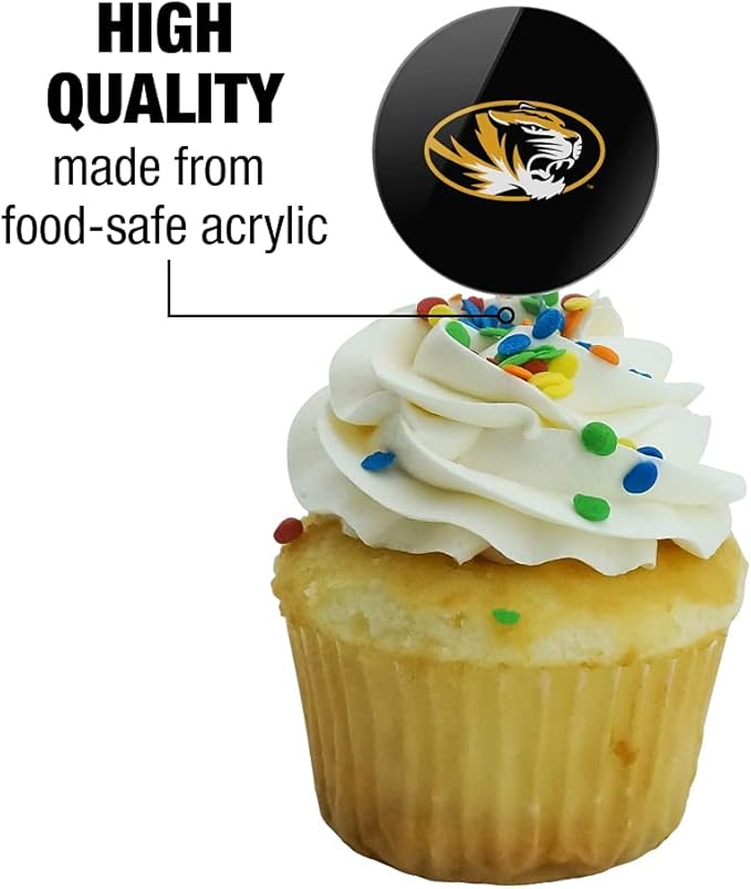 University of Missouri Primary Logo Cupcake Picks Toppers Decoration Set of 6