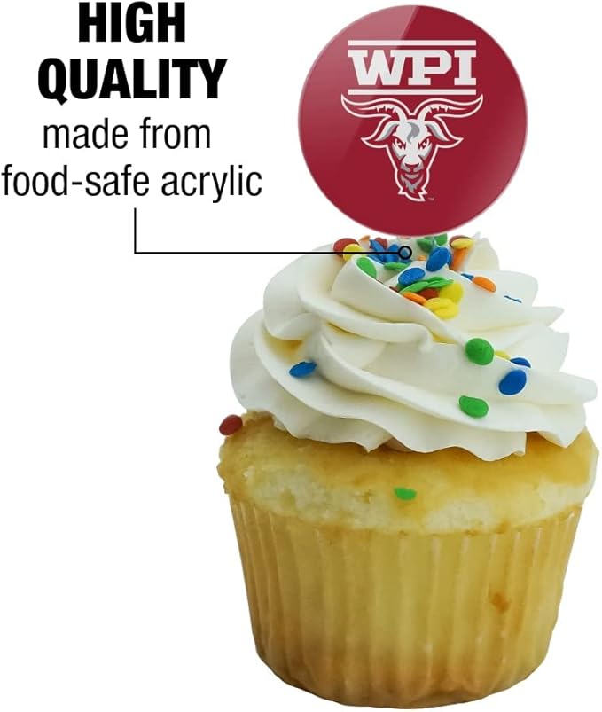 Worcester Poly Primary Logo Cupcake Picks Toppers Decoration Set of 6