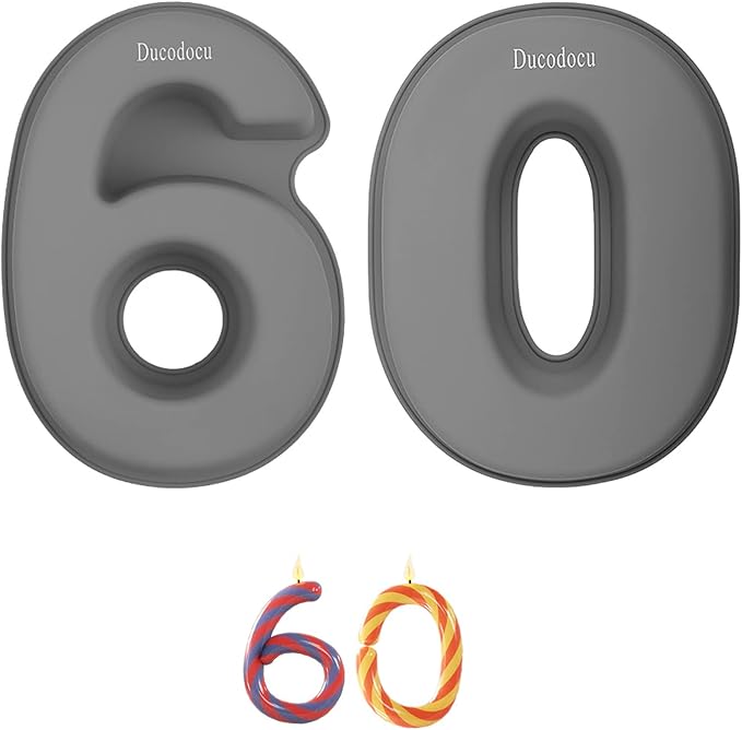 Ducodocu Silicone Number Cake Pan Large 3D Number Cake Mold Baking Forms Novel Cake Tins DIY Baking Mold for 6/60/9/90th Birthday Wedding Anniversary 10 inch Number of 6&0, 2 Pack