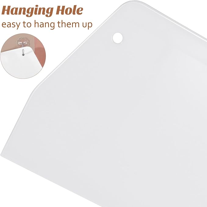 YARNOW Bench Scraper 2 PCS Plastic Dough Scrapers, Multipurpose Food Scrappers, Food- Grade Bench Scrapers for Dough Cake Bread Fondant Icing (White L) Baking Supplies