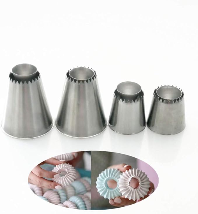 FantasyDay 4 piece Stainless Steel Piping Tips Piping Nozzles Cake Decorating Supplies Cookies Cupcake Icing Decorating Supplies Decorating Kits Frosting Icing Tips Baking Set Tools
