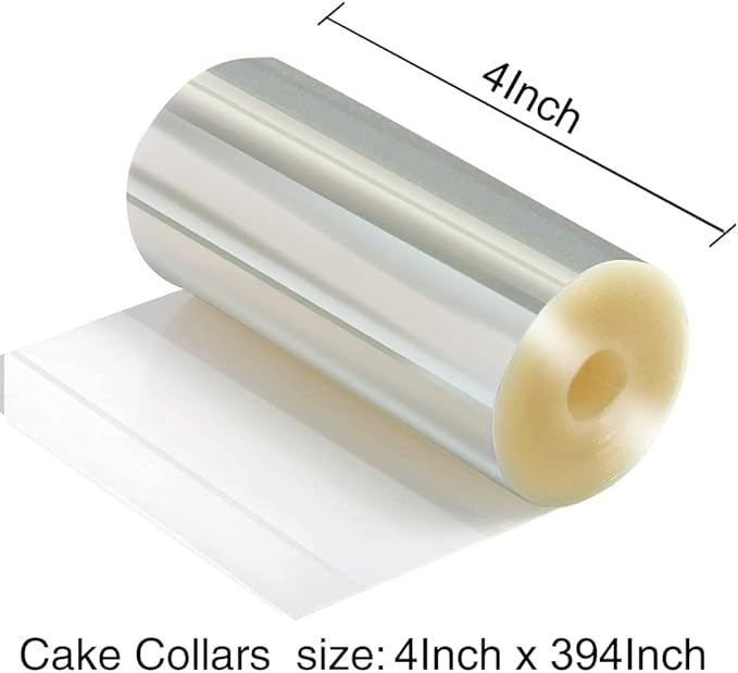 Cake Decorating,Cake Collars 4 x 394 inch, Acetate Rolls, Clear Cake Strips, Transparent Cake Rolls, Mousse Cake Acetate Sheets for Chocolate Mousse Baking Decorate