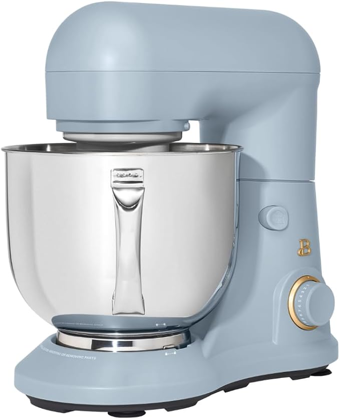 Beautiful 5.3QT 300W Stand Mixer with 12 Speeds, Tilt-Head, Splash Guard & Dishwasher-Safe Accessories, Soft Matte Finish – Mixes Up to 9 Dozen Cookies, Includes Dough Hook & Whisk (Cornflower Blue)
