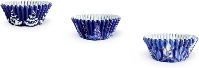 qiqee Christmas Cupcake Liners Mini 300PCS Gradient Bue Cupcake Cups 6 Designs Cupcake Papers Baking Cups Wrappers For Holiday Party Supply (Small Size)