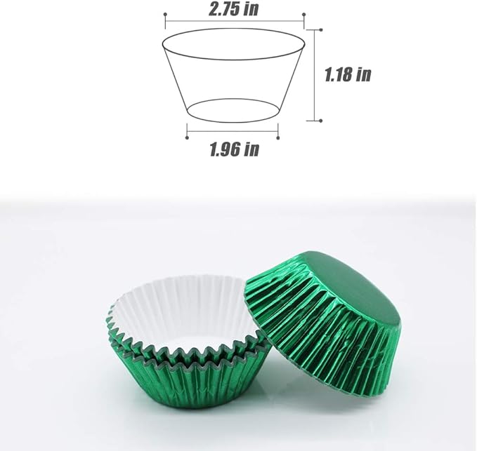 Green Foil Cupcake Liners,GOLF Standard Size Green Foil Cupcake Liners Wrappers Metallic Baking Cups,Muffin Paper Cases, 500 Pack