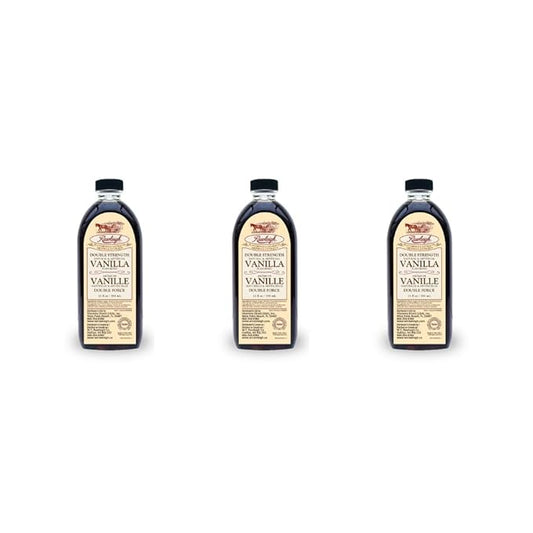 Rawleigh Double Strength Vanilla Flavoring: 12 fl oz, Rich Bourbon Vanilla Beans, Premium Flavoring for Baking Cookies, Cakes, & Desserts, Ice Cream, & Desserts, SQF Certified, 2X Strength - Pack of 3