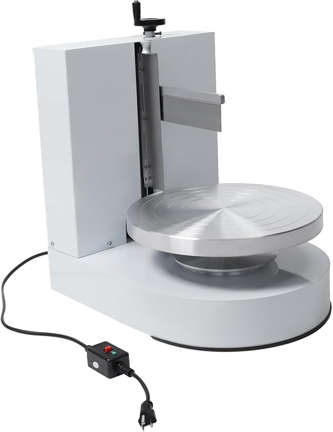 4-12inch Cake Cream Spreading Machine, Automatic Cake Butter Cream Spreading Machine Turntable with Adjustable Scraper, for Households, Dessert Shops (White)