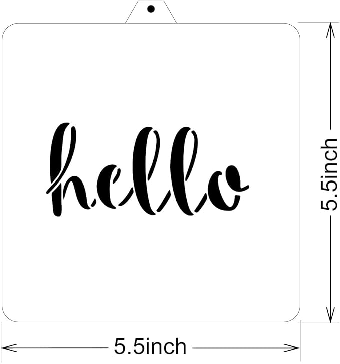 Cookie Cutter and Stencil Set Bundle Kit PYO Cookies Paint Your Own Diy Bakery Fondant Sugar Happy Birthday Wedding Baby Candle Kids Painting Coloring Pages Comb (Hello)
