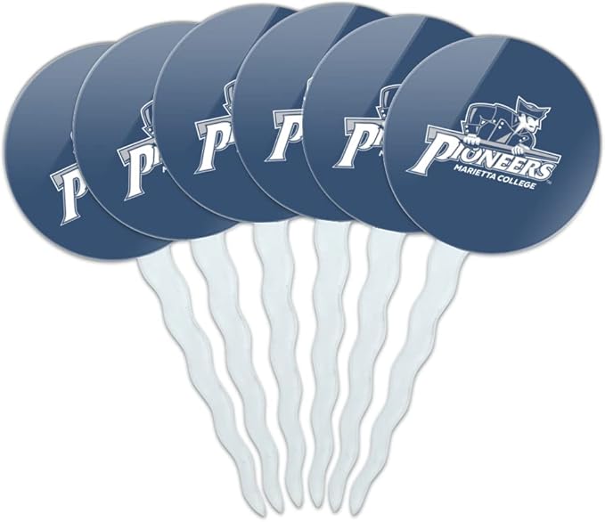 Marietta College Primary Logo Cupcake Picks Toppers Decoration Set of 6