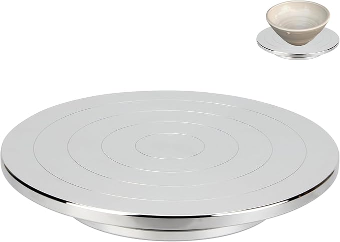 Pottery Turntable Sculpting Wheel, 7.8 Inch Ceramic Clay Rotation Turn Table Double Sided Rotating Tools for Cake Decorating Paint Spraying Painting Crafting Projects (7.8in)