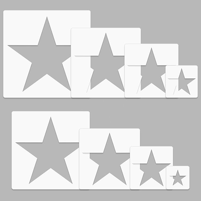 8 PCS Large Star Stencil for Painting,Star Stencils Different Sizes Reusable Plastic Stencils for Painting Spraying Drawing on Wall Wood Flag Paper