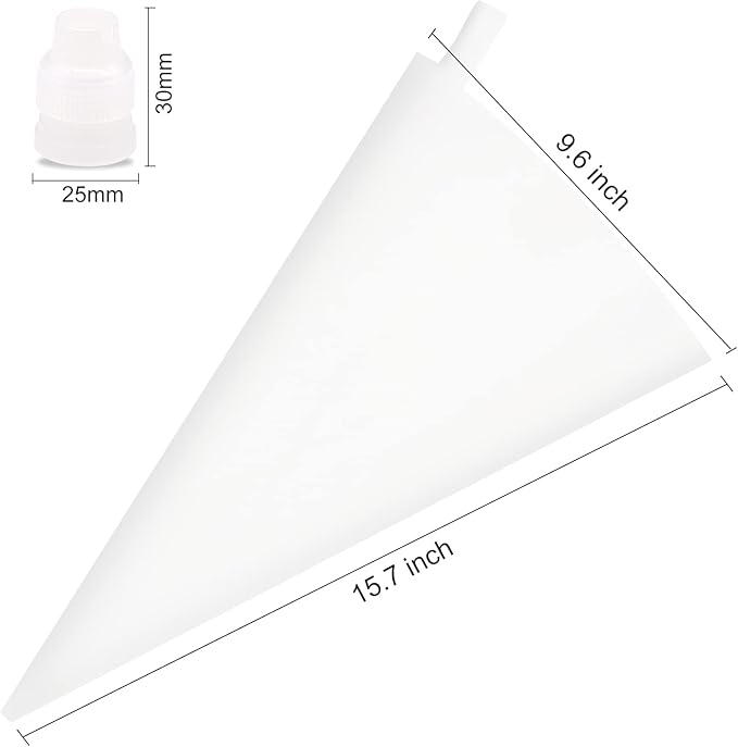 16 Inch Reusable Piping Bags 6 Pack Silicone Pastry Bags Cake Icing Decorating Bags Baking Dessert Piping Bag with 6 Icing Couplers for Standard Tips, Translucent