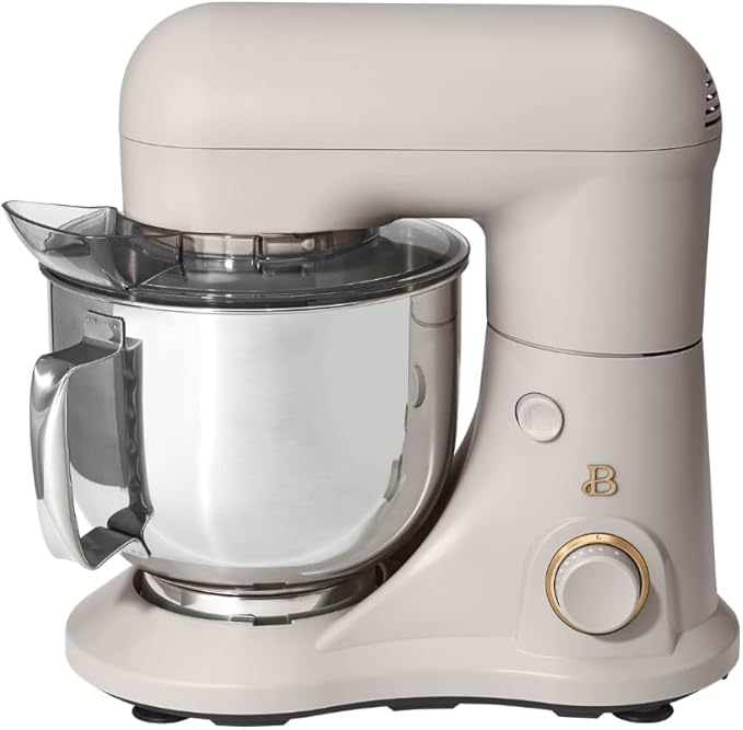 Beautiful 5.3QT 300W Stand Mixer with 12 Speeds, Tilt-Head, Splash Guard & Dishwasher-Safe Accessories, Soft Matte Finish – Mixes Up to 9 Dozen Cookies, Includes Dough Hook & Whisk (Porcini Taupe)