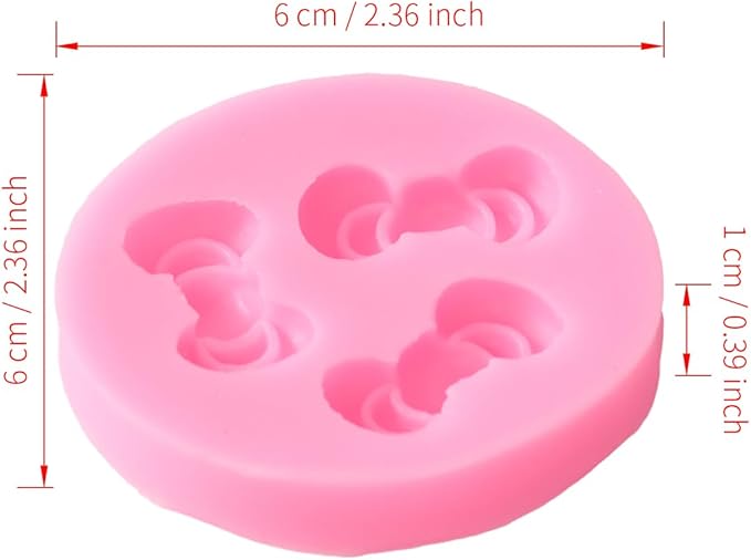 Bow Silicone Fondant Molds 4PCS Pink Liquid Silicone Cake Decoration Moulds for Baking DIY Tools Chocolate Candy Resin Crafts（2.36Inch）