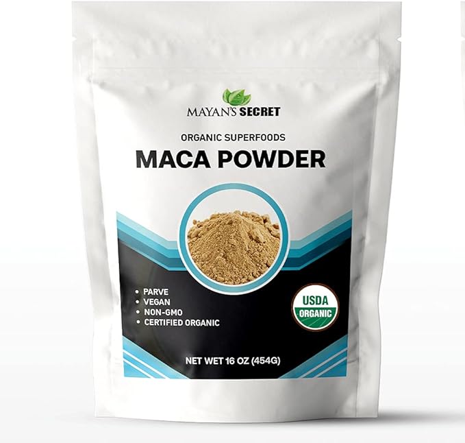 Mayan's Secret - Maca Root Powder 16oz Organic USDA Certified Parve Non-GMO Vegan Superfoods for Breakfast, Smoothies, Baking & Ice Cream