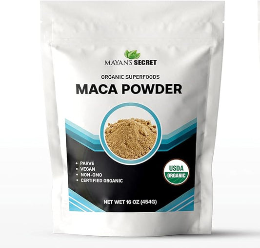 Mayan's Secret - Maca Root Powder 16oz Organic USDA Certified Parve Non-GMO Vegan Superfoods for Breakfast, Smoothies, Baking & Ice Cream