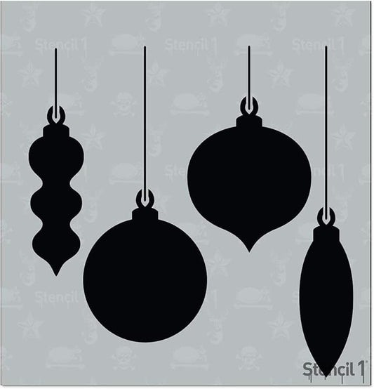 Stencil1 Holiday Ornaments Stencil – Reusable Winter Template for DIY Crafts, Holiday Decor, Painting on Wood, Fabric, Cards & More - 5.75" x 6"