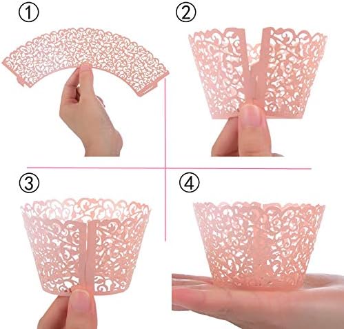 YOZATIA Vine Cupcake Wrappers, 60PCS Lace Cupcake Liners for Regular Sized Cupcake (Pink)