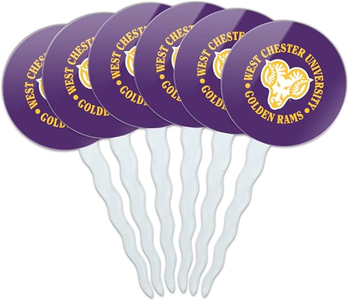 West Chester University Primary Logo Cupcake Picks Toppers Decoration Set of 6