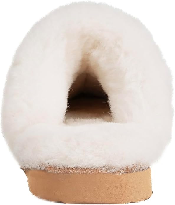 Parfeying Women's Sheepskin House Slippers Indoor Outdoor Shearling Shoes for Women