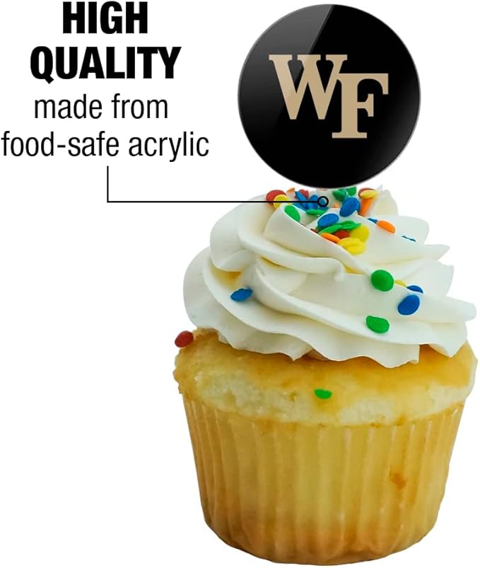 Wake Forest University Primary Logo Cupcake Picks Toppers Decoration Set of 6