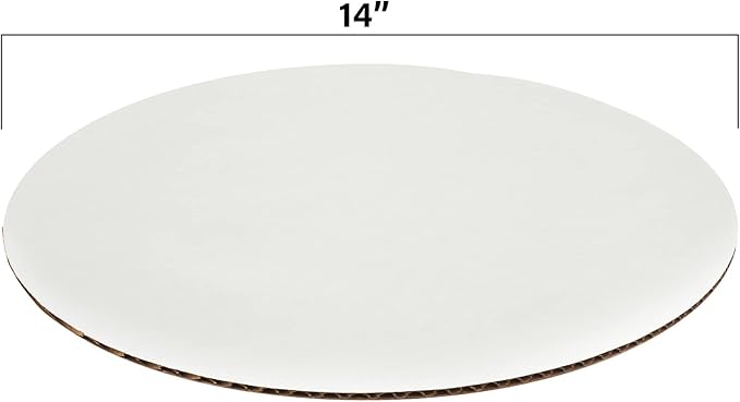 MT Products White Cake Board 14" - Corrugated Cardboard Pizza Circle (Pack of 15) - Made in the USA