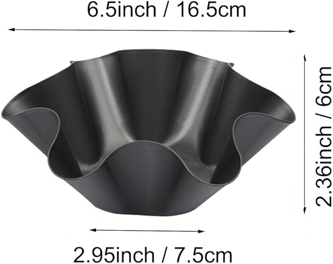 Tortilla Pan Set - 6 Pack Carbon Steel Non-Stick Taco Salad Bowl Tortilla Shell Maker Black Baking Pans with a Silicone Potholder and a Basting Brush (Small)
