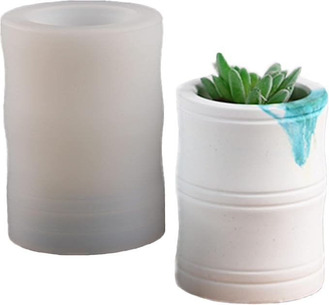Bamboo Shaped Vase Plaster Concrete Flower Pot Silicone Mold Pen Holder Candle Jar Mould Succulent Planter Cement Clay Mold