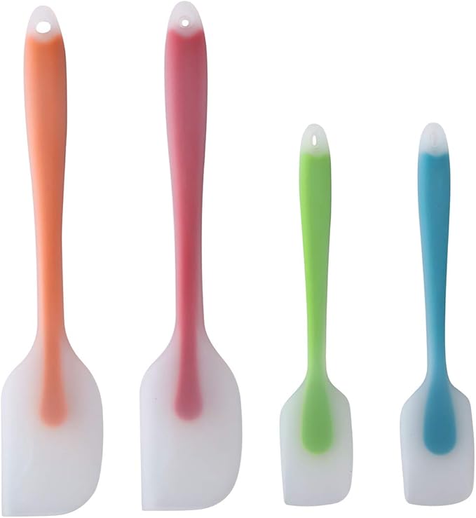 Silicone Spatula Set of 4 - Heat Resistant Flexible Spatula 450F with Stainless Steel Core - Food Grade Premium Good Grip Kitchen Utensils - Seamless, Heavy Duty, BPA Free, Dishwasher Safe