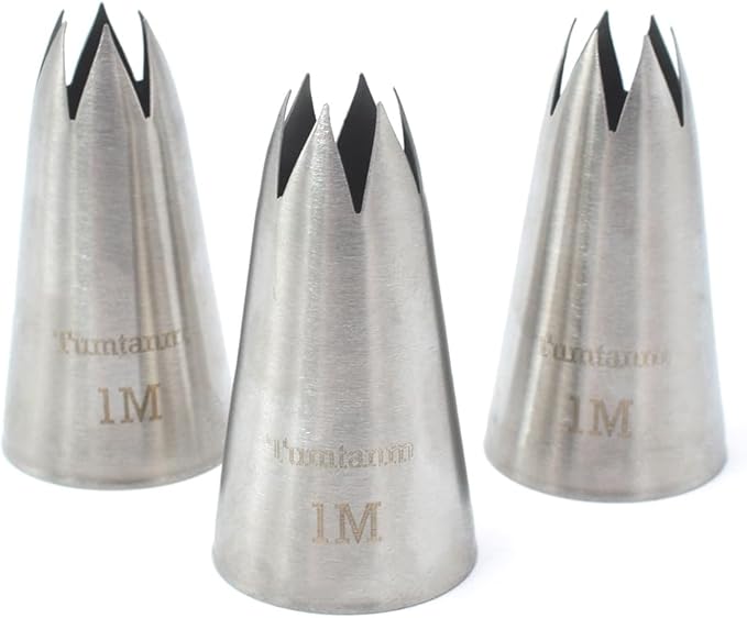 Piping Tips, 1M 3Pcs Large Icing Piping Tips Stainless Steel Seamless Set for Cupcakes Cake Decoration and Baker