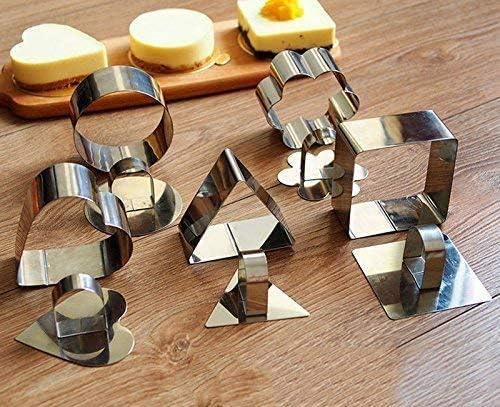 Stainless Steel 3D Cake Molds with Pusher Lifter Cooking Rings Set of 4,Baking Dish Bakeware Tools Cupcake Mold Mousse Ring Cheese Tools Salad Cake Dessert Mould(4 Different Shapes)