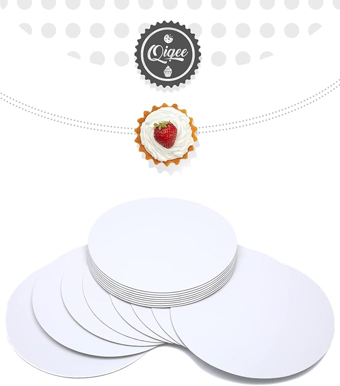 qiqee 40-Packs Cake Boards Round 12 Inch White Cake Circles Rounds Base Food-Grade Cardboard Cake Plate（Thinner But Stronger）