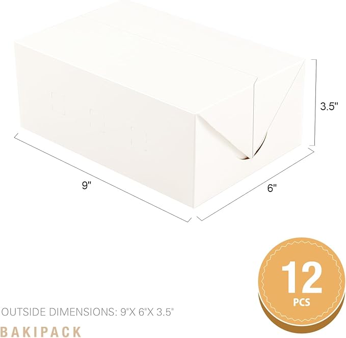 12 Take Out Food Containers, 9x6x3.5 Inches White Cardboard Lunch Boxes, Catering Boxes, Paper Food To Go Boxes