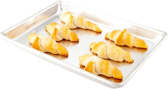 Restaurantware Met Lux 9 x 13 Inch Quarter Size Baking Sheet 1 Heavy-Duty Cookie Sheet - Evenly Bakes Treats Make Pastries or Cookies Aluminum Sheet Pan For Commercial or Home Use