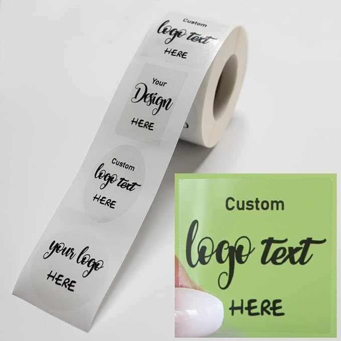 Custom Your Own Clear Stickers Personalized Transparent Logo Sticker – Customized Waterproof Labels with Any Text Name + Photo– Fade Resistant,Tear-Resistant– Roll Packed