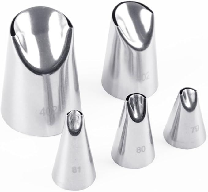 FantasyDay 5 piece Stainless Steel Rose Flower Piping Tips Piping Nozzles Cake Decorating Supplies Cookies Cupcake Icing Decorating Supplies Decorating Kits Frosting Icing Tips Baking Set Tools #3