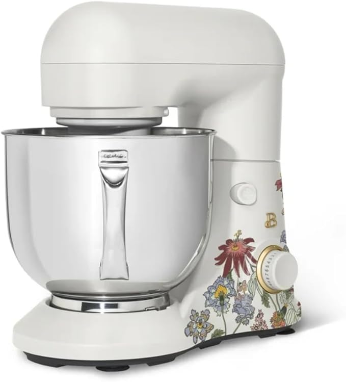 Beautiful 5.3QT 300W Stand Mixer with 12 Speeds, Tilt-Head, Splash Guard & Dishwasher-Safe Accessories, Soft Matte Finish – Mixes Up to 9 Dozen Cookies (Wildflower White Icing)