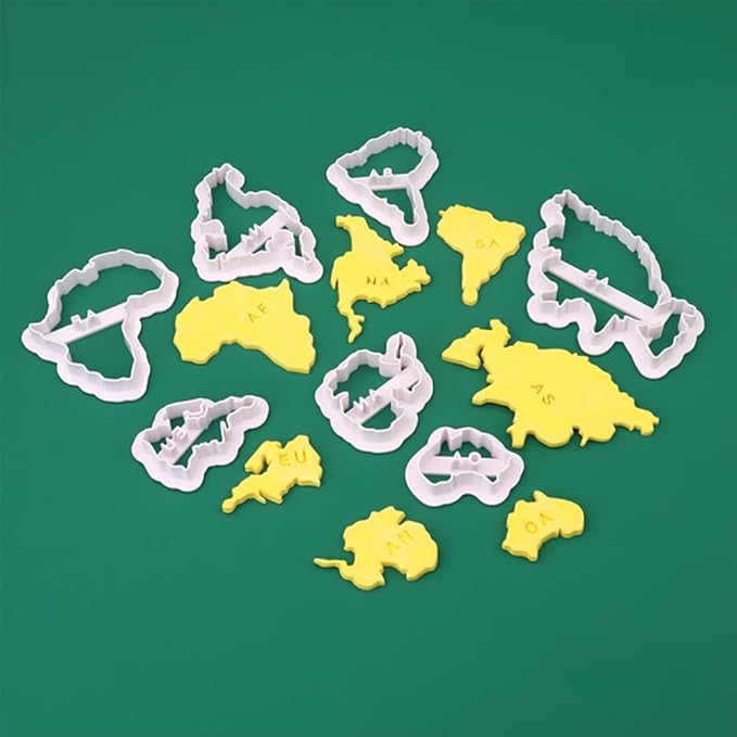 7 PACK World Map Shape Cookie Cutters, Cake Decorating Stencil, Seven Continents Shape Cookie Cutter Set, for Cake, Cookies, Cupcakes, Fondant, Pastry